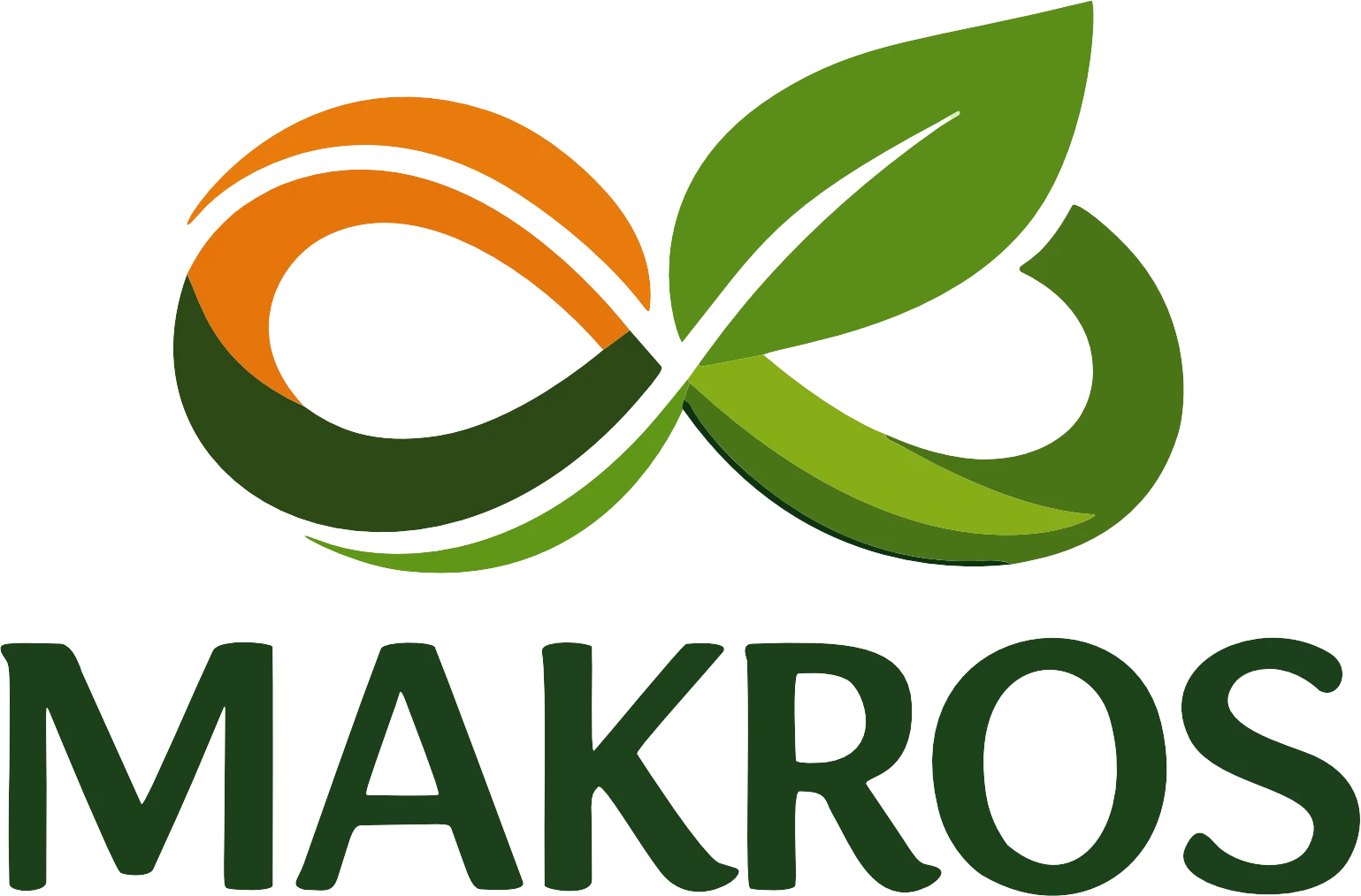 Makros full lockup, the mark above the wordmark